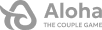 Logo of Aloha The Couple Game featuring a stylized design with text and graphic elements.